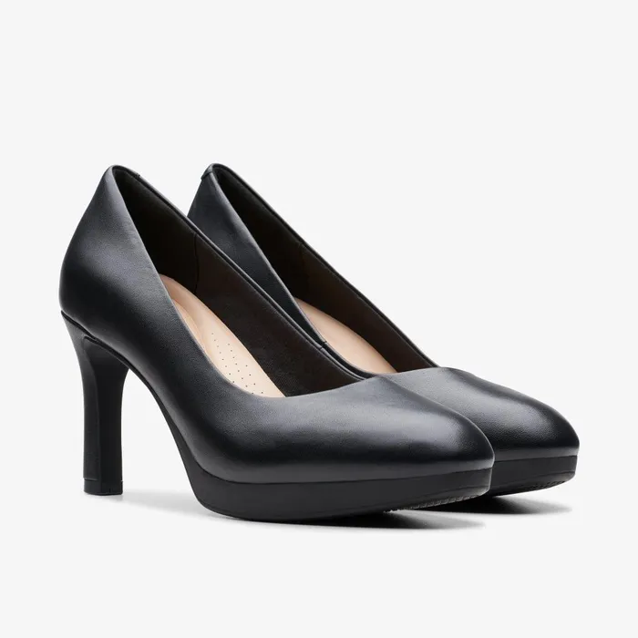 Ambyr2 Braley Black Leather Women Clarks Heels and Pumps