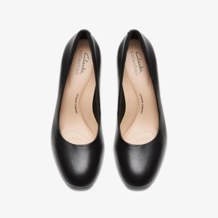 Ambyr2 Braley Black Leather Women Clarks Heels and Pumps