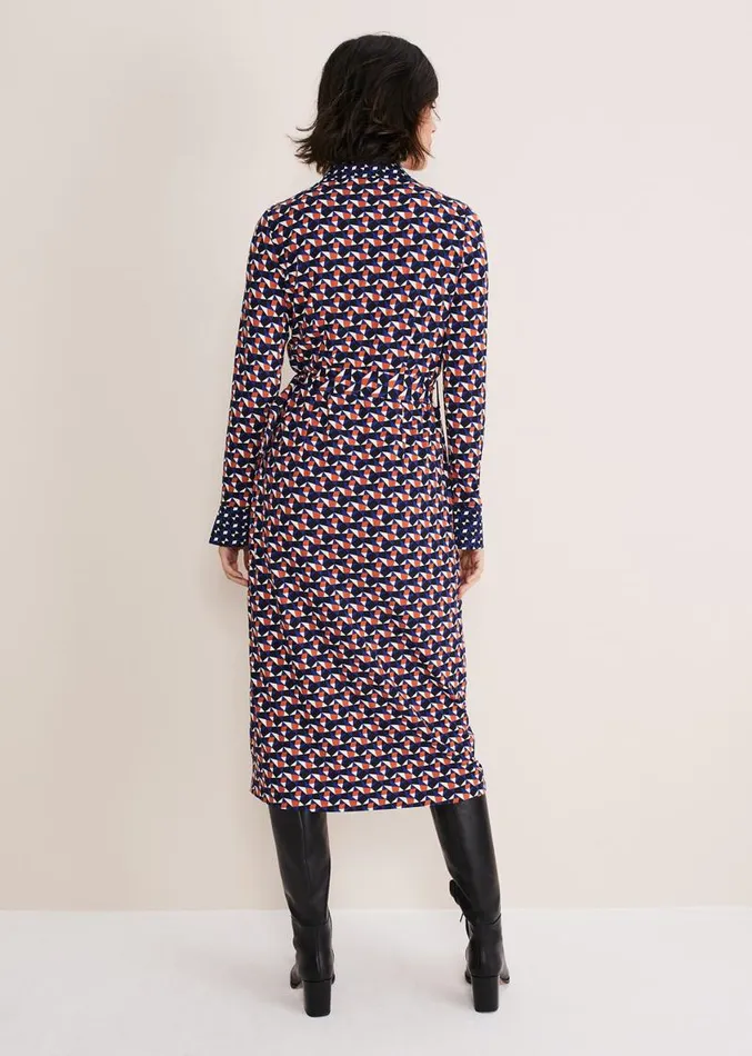 Amel Geo Fitted Jersey Dress Bluemulti Women Phase Eight Dresses