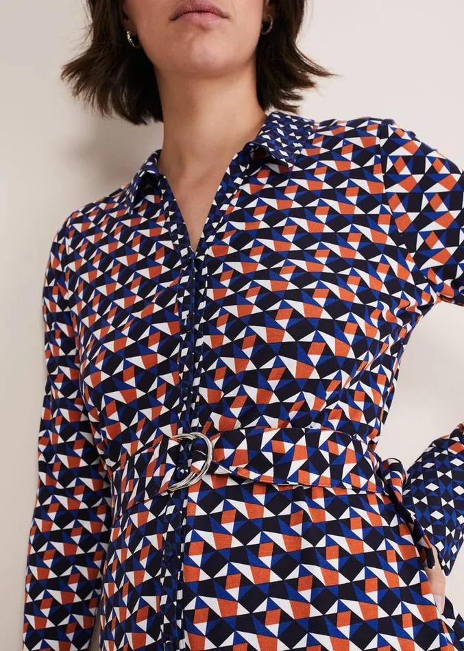 Amel Geo Fitted Jersey Dress Bluemulti Women Phase Eight Dresses