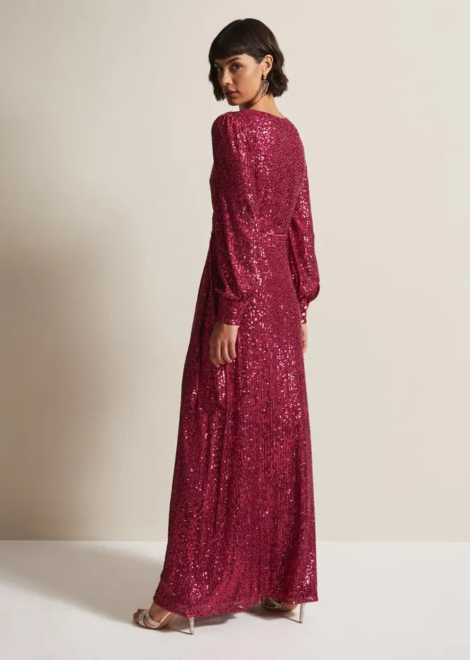 Amily Pink Sequin Maxi Dress Pink Women Phase Eight Dresses
