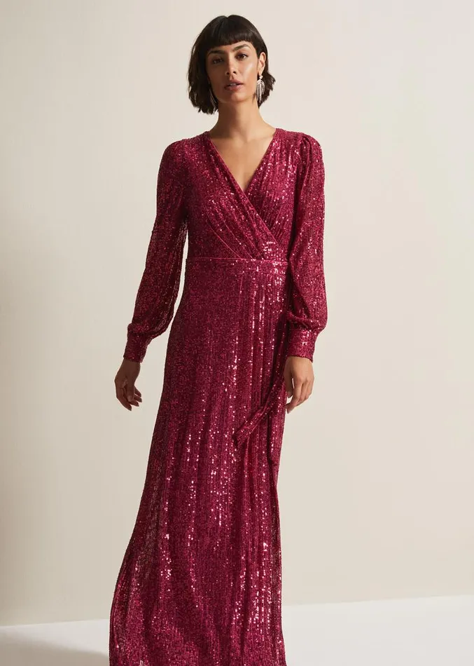 Amily Pink Sequin Maxi Dress Pink Women Phase Eight Dresses
