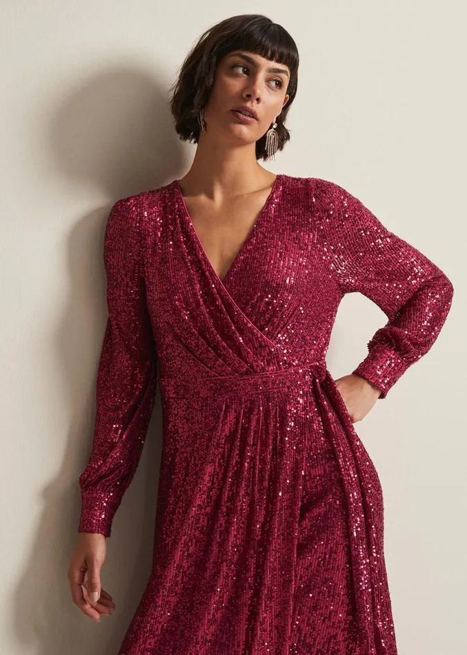 Amily Pink Sequin Maxi Dress Pink Women Phase Eight Dresses