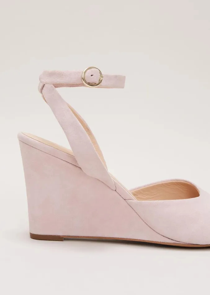 Ankle Strap Peep Toe Wedge Pale Pink Women Phase Eight Occasion Shoes