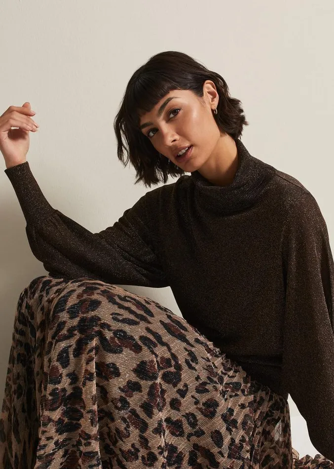 Annalise Lurex Batwing Jumper Bronze Women Phase Eight Knitwear