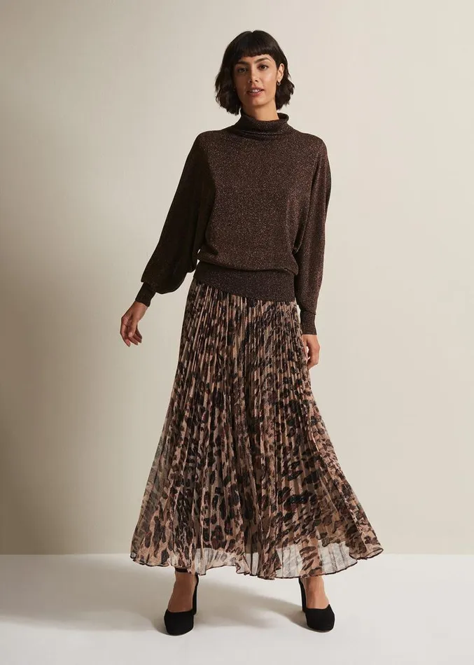 Annalise Lurex Batwing Jumper Bronze Women Phase Eight Knitwear