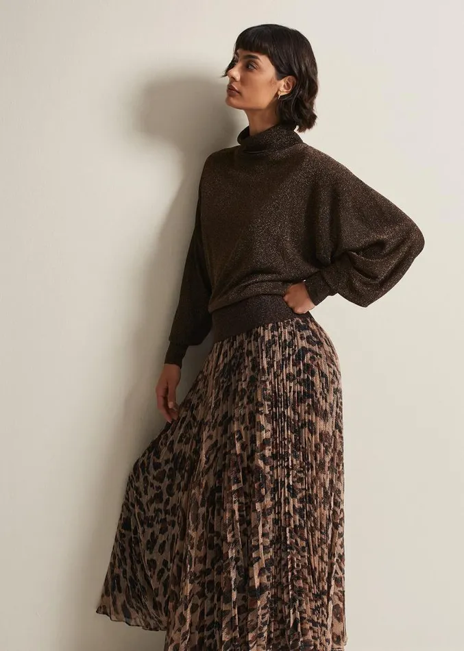 Annalise Lurex Batwing Jumper Bronze Women Phase Eight Knitwear
