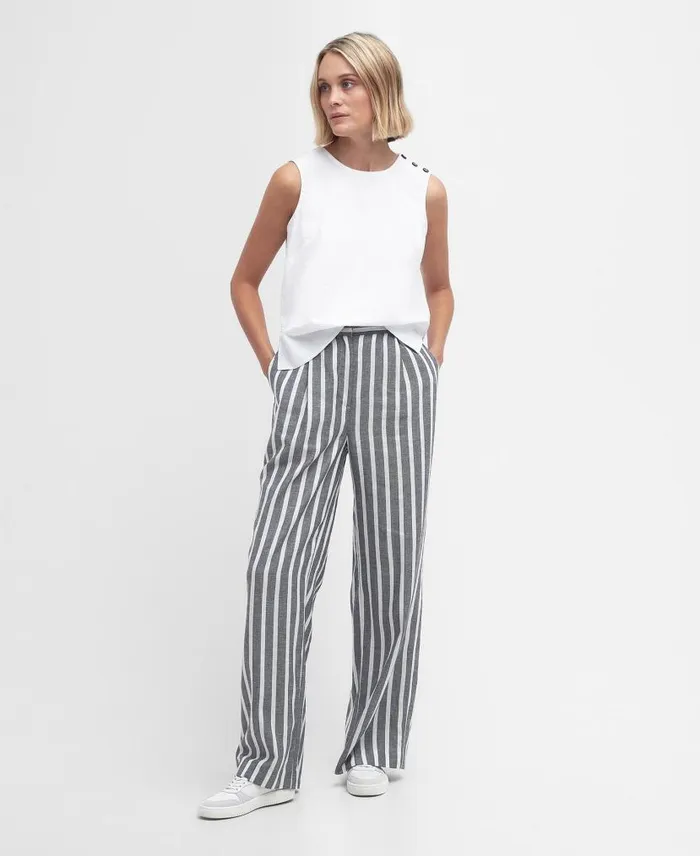 Annalise Striped Trousers Navy Stripe Women Barbour Trousers and Shorts