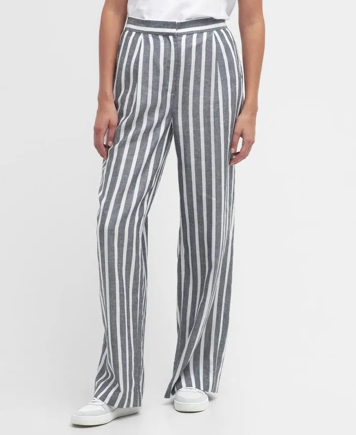 Annalise Striped Trousers Navy Stripe Women Barbour Trousers and Shorts
