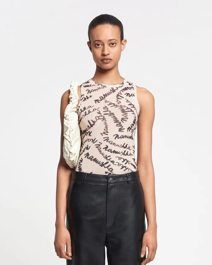 Anneke MeshJersey Tank Top Scribble Logo Women Nanushka Tops