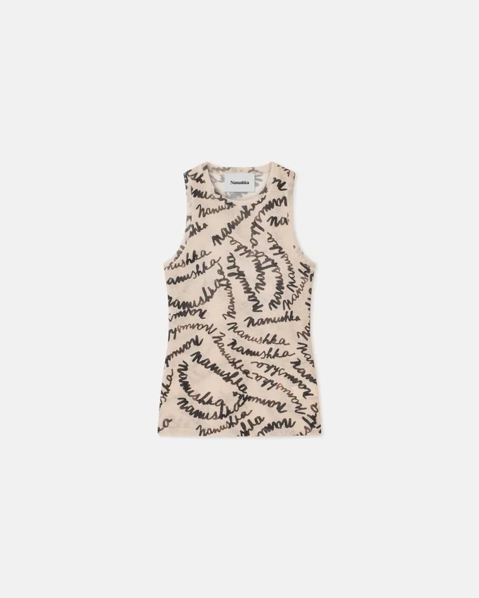Anneke MeshJersey Tank Top Scribble Logo Women Nanushka Tops