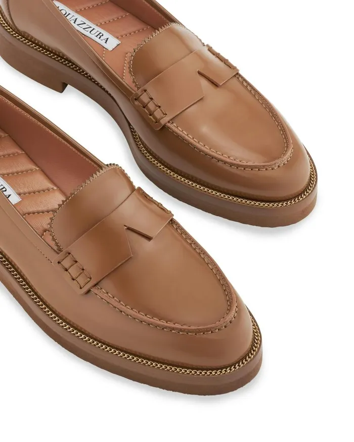 Aqua Loafer Brown Women Aquazzura Flats Aqua Loafer Brown Women Aquazzura Flats