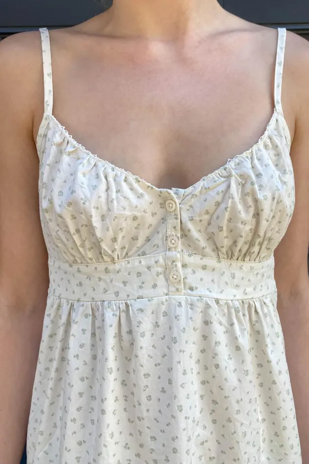 Arianna Floral Dress Sage Ivory Flowers Women Brandy Melville Florals