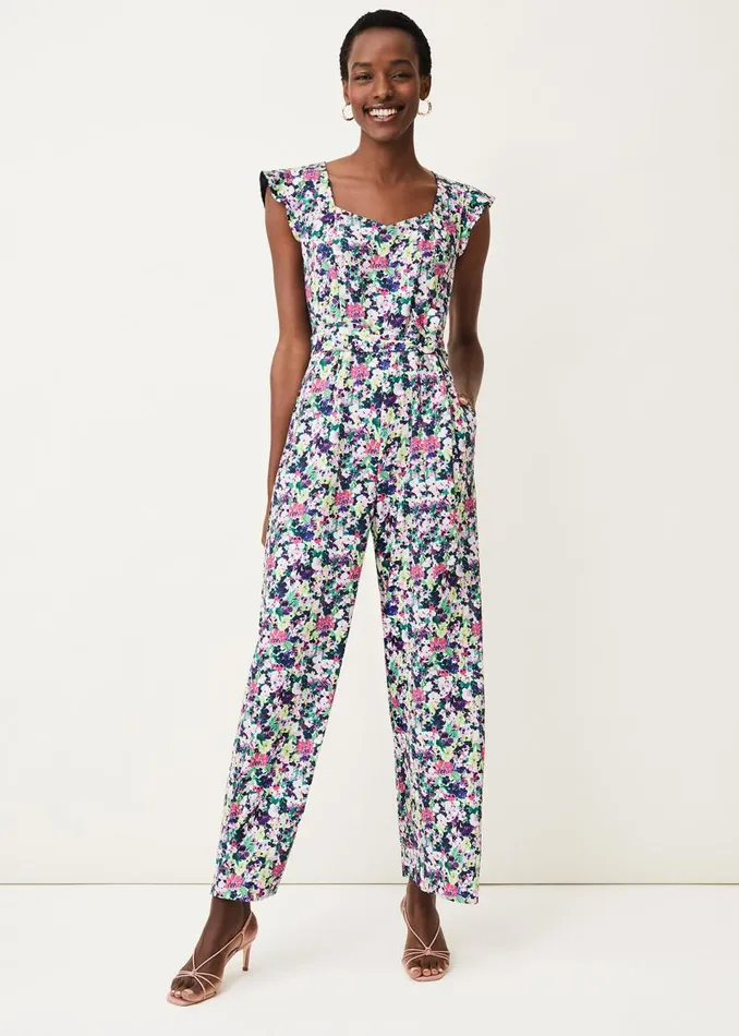 Arya Floral Frill Jumpsuit Multicoloured Women Phase Eight Dresses