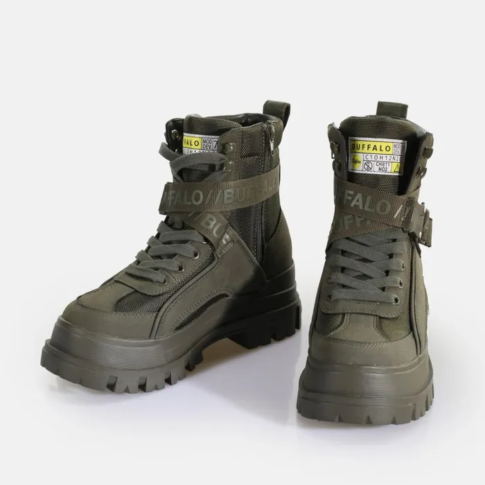 Aspha Com1 Laceup Mid Khaki Buffalo Boots and AnkleBoots Aspha Com1 Laceup Mid Khaki Buffalo Boots and AnkleBoots