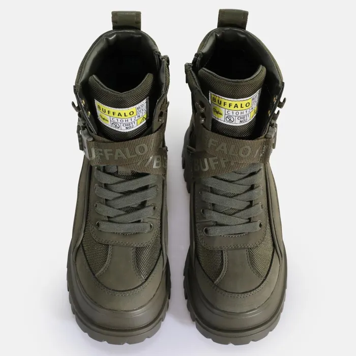 Aspha Com1 Laceup Mid Khaki Buffalo Boots and AnkleBoots Aspha Com1 Laceup Mid Khaki Buffalo Boots and AnkleBoots