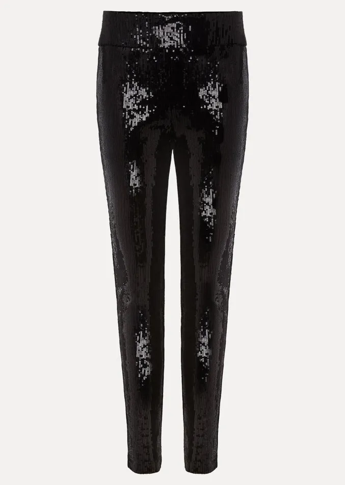Ausha Black Sequin Leggings Black Women Phase Eight Trousers