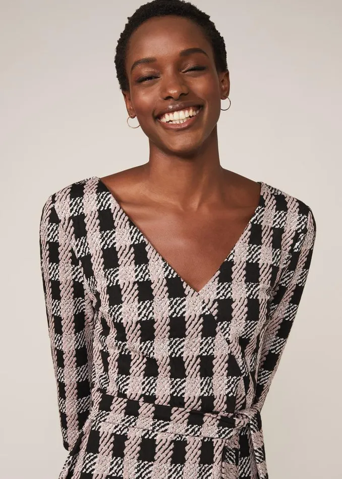 Ava Check Tie Waist Dress Blackpink Women Phase Eight Dresses
