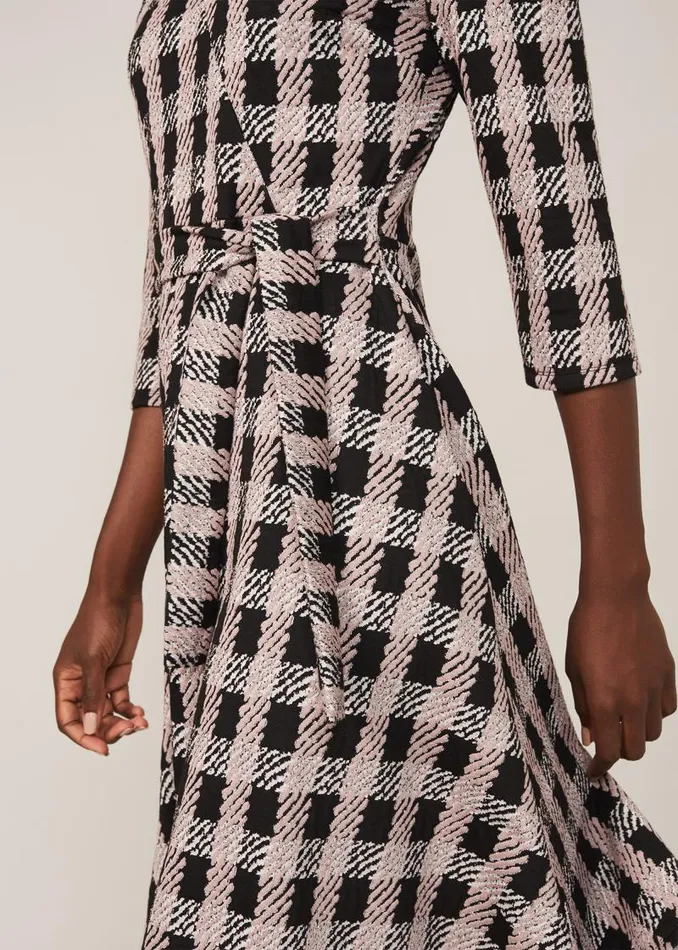 Ava Check Tie Waist Dress Blackpink Women Phase Eight Dresses