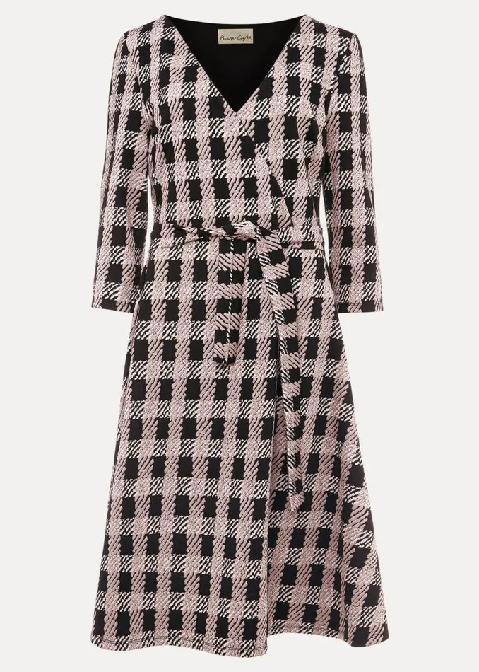 Ava Check Tie Waist Dress Blackpink Women Phase Eight Dresses