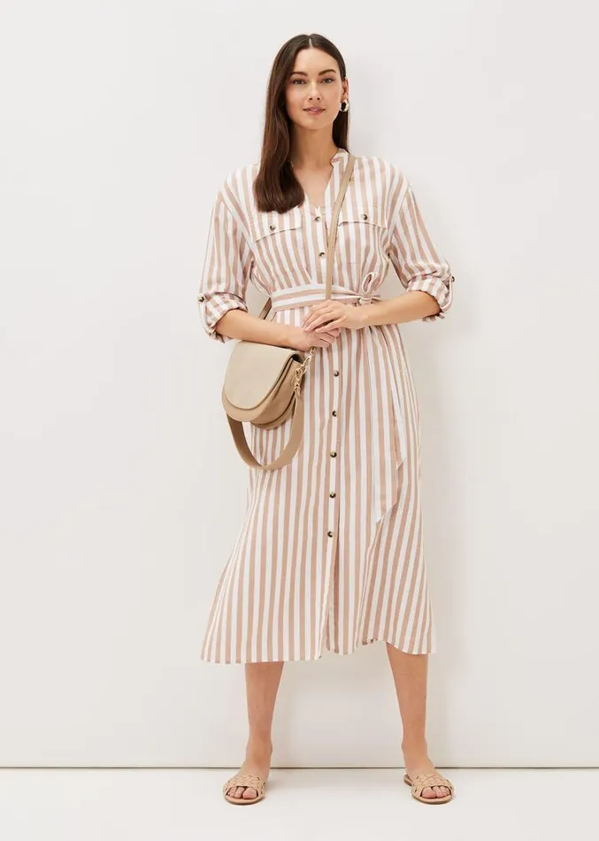 Ayden Stripe Dress Stonewhite Women Phase Eight Dresses