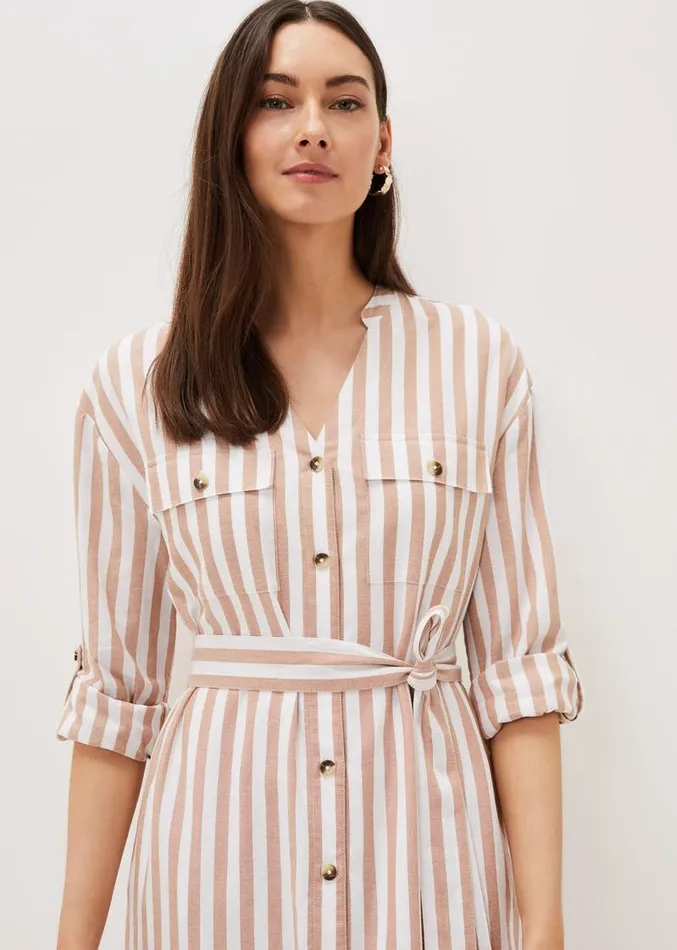 Ayden Stripe Dress Stonewhite Women Phase Eight Dresses
