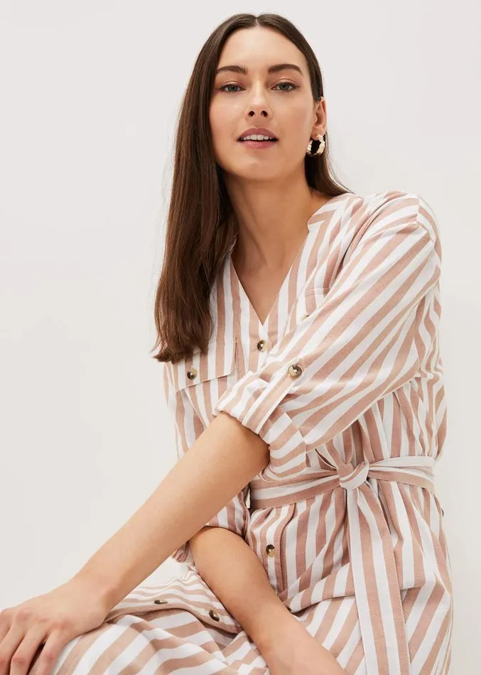 Ayden Stripe Dress Stonewhite Women Phase Eight Dresses