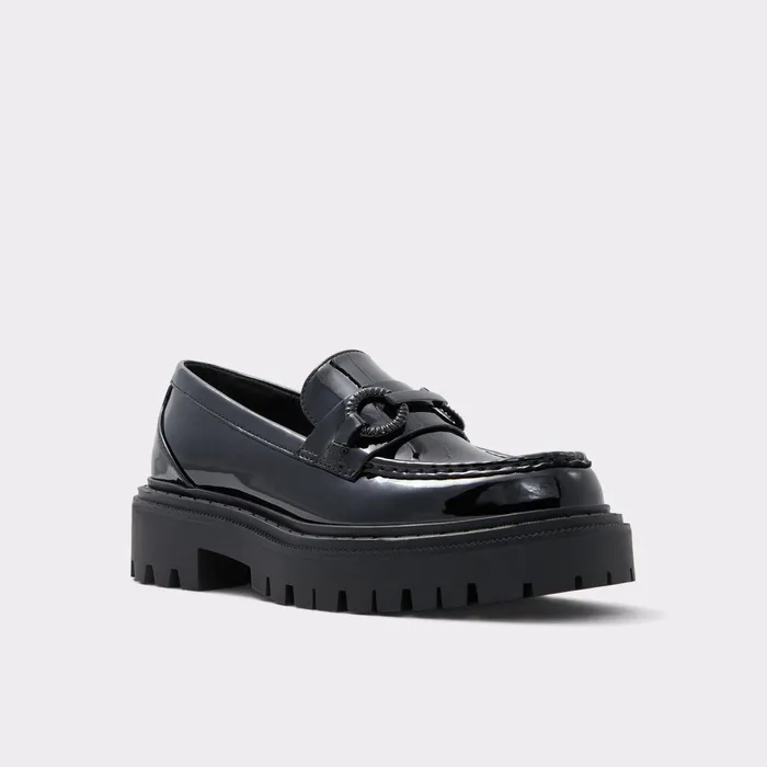 Baberiel Black Synthetic Patent Women ALDO Loafers and Oxfords