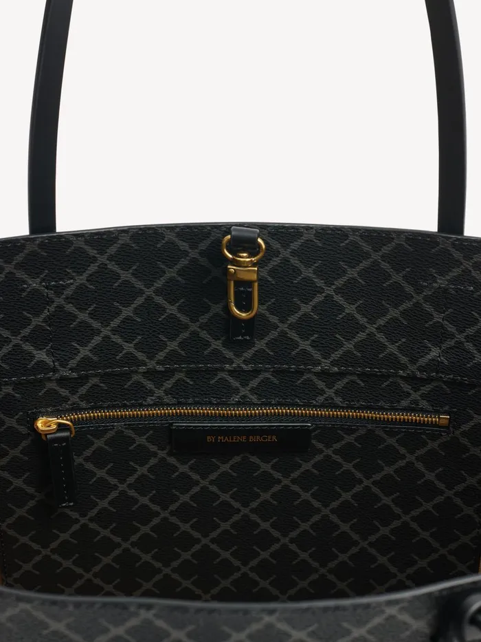 Bags Women By Malene Birger Abigail Printed Tote Bag Charcoal