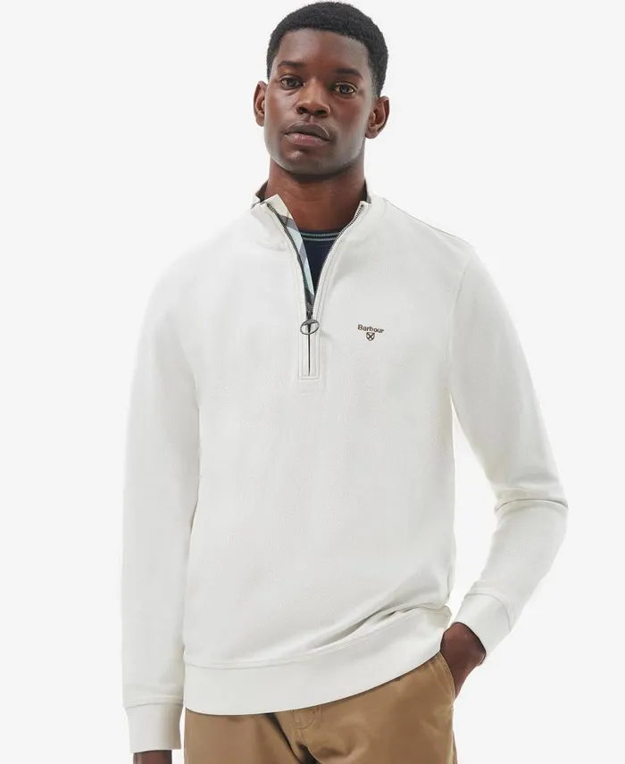 Barbour Birkrigg Half Zip Sweatshirt White Smoke Men Barbour Hoodies and Sweatshirts