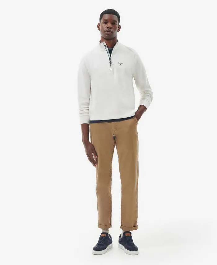 Barbour Birkrigg Half Zip Sweatshirt White Smoke Men Barbour Hoodies and Sweatshirts