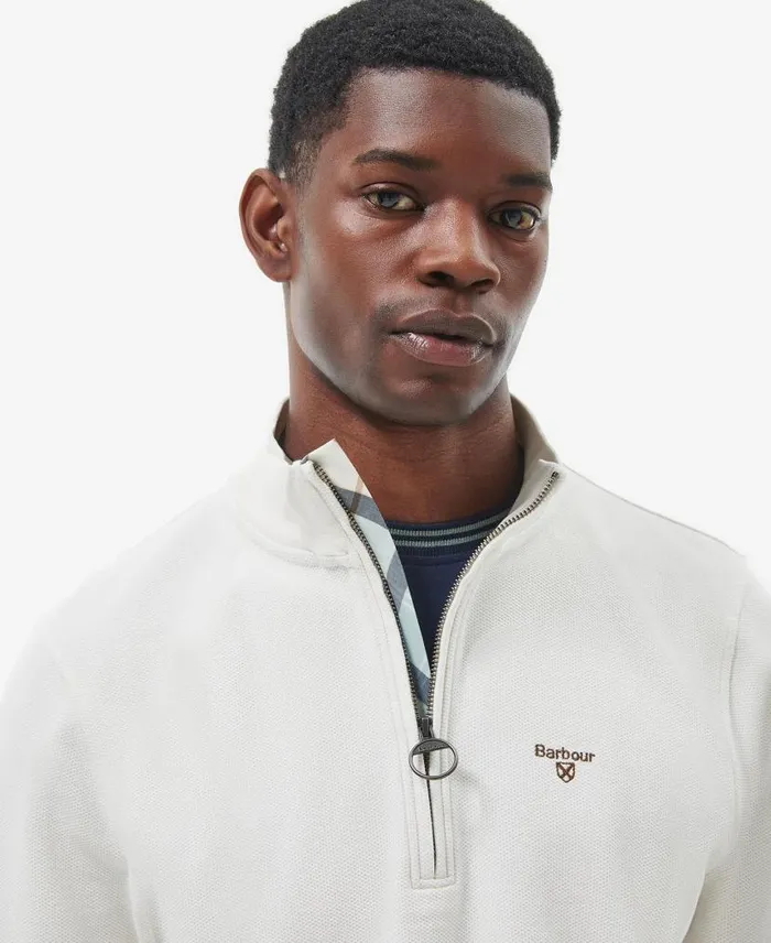 Barbour Birkrigg Half Zip Sweatshirt White Smoke Men Barbour Hoodies and Sweatshirts
