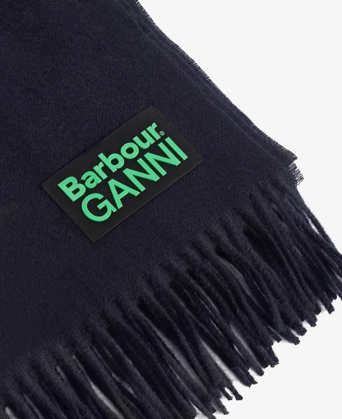 Barbour X GANNI Scarf Classic Navy Women Barbour Scarves and Wraps