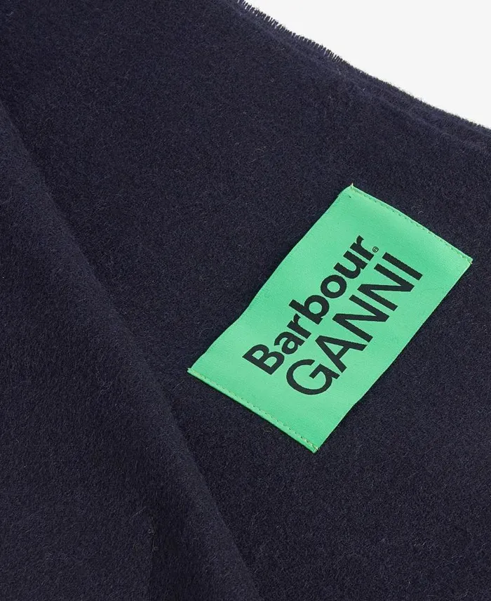 Barbour X GANNI Scarf Classic Navy Women Barbour Scarves and Wraps