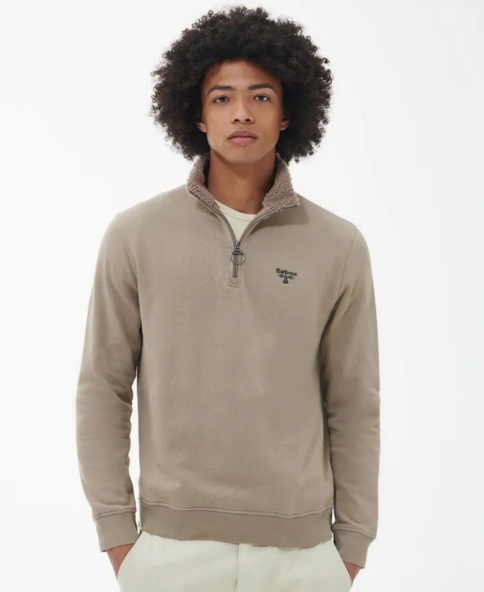 Beacon HalfZip Fleece Timberwolf Men Barbour Hoodies and Sweatshirts