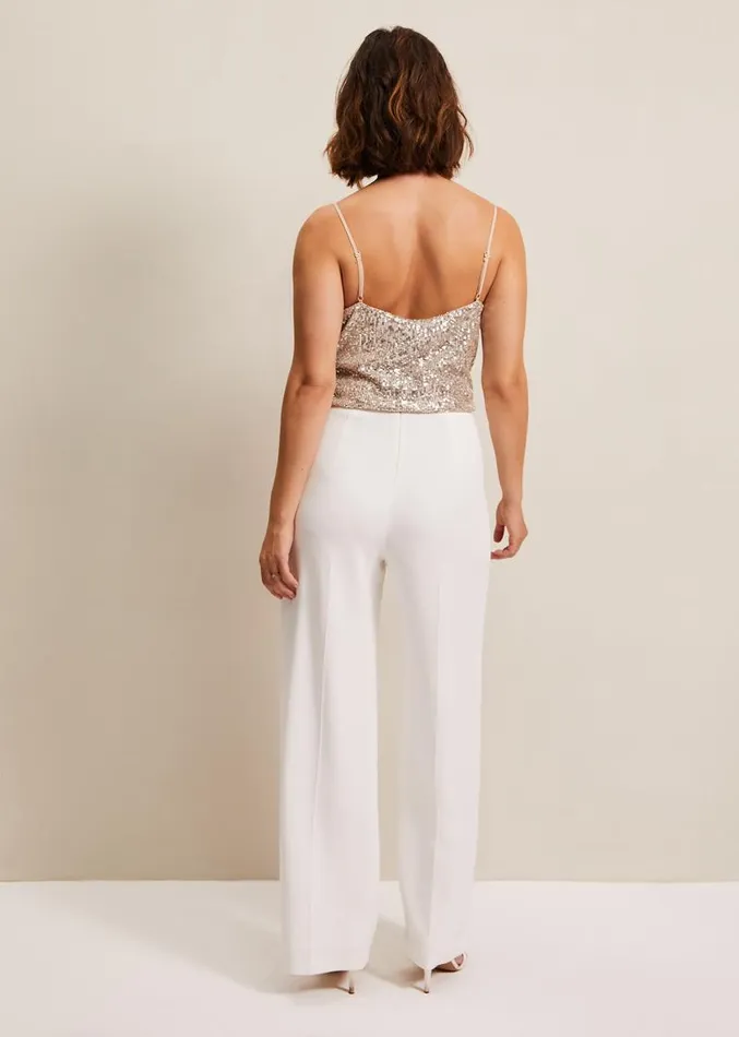 Beatriz Satin Wide Leg Bridal Trousers Ivory Women Phase Eight Trousers