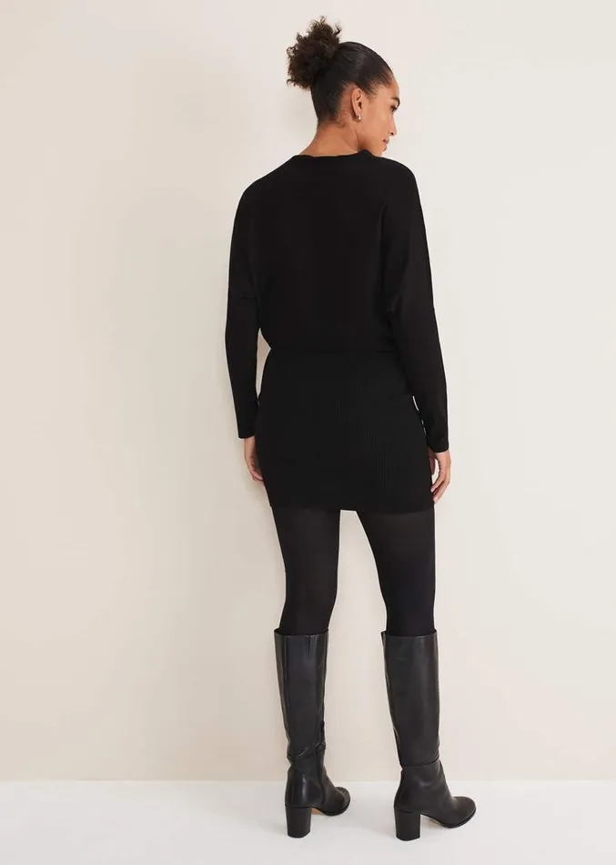 Becca Zip Neck Detail Dress Black Women Phase Eight Dresses
