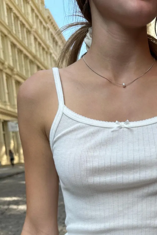 Belle Bow Tank Natural White Women Brandy Melville Tops