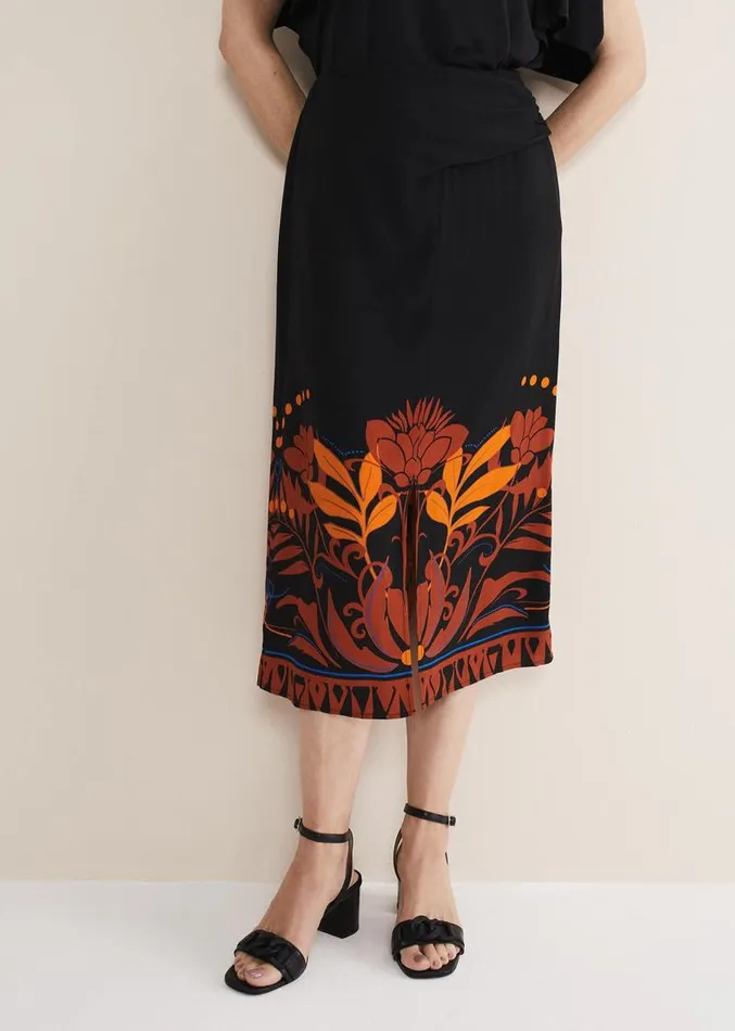 Bellita Placement Print Midi Skirt Blackmulti Women Phase Eight Skirts