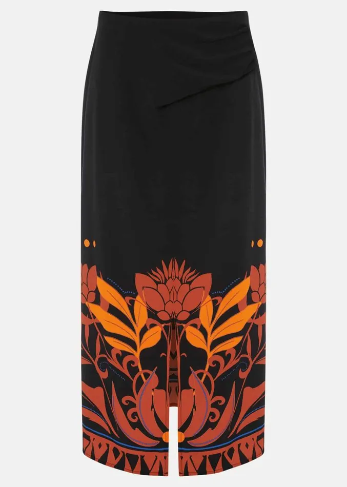 Bellita Placement Print Midi Skirt Blackmulti Women Phase Eight Skirts