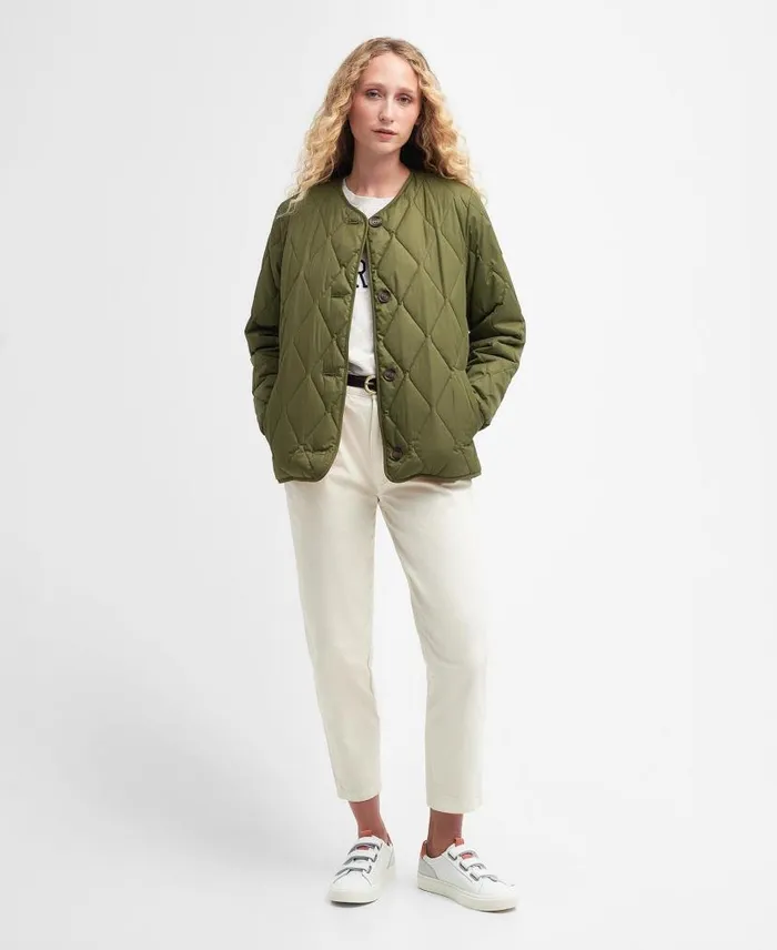 Bickland Quilted Jacket Military Olive Women Barbour Quilted Jackets