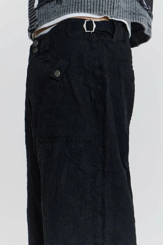 Black Creased Pants Black Men Jaded London Cargo Pants