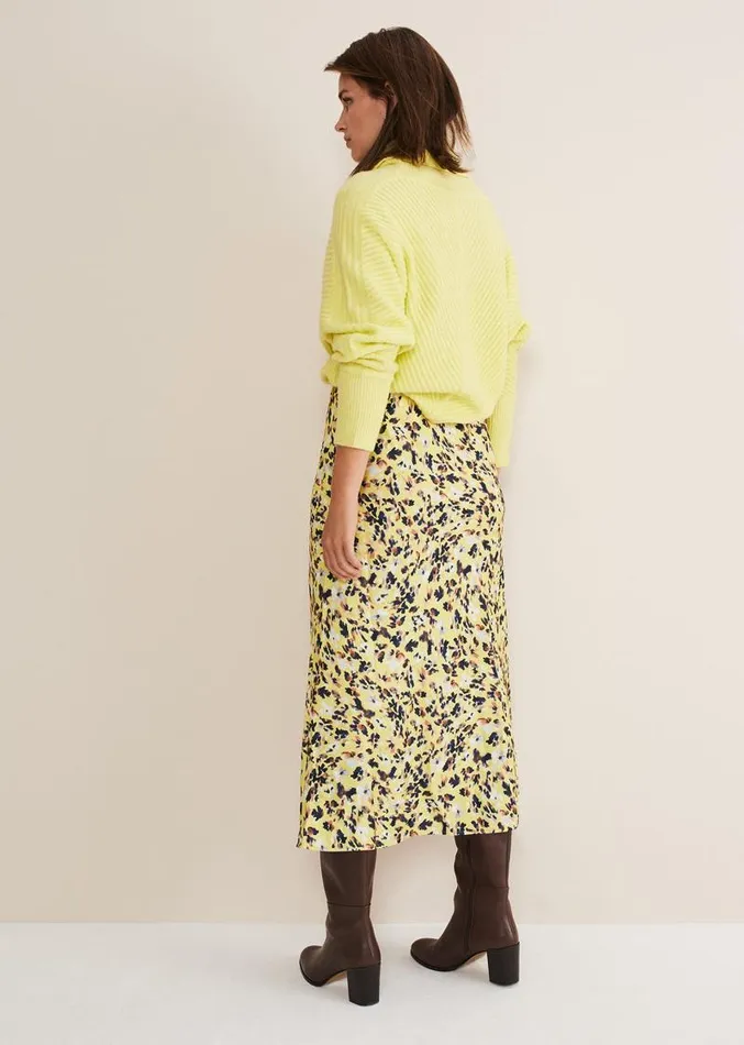 Blaire Floral Satin Slip Skirt Yellow Women Phase Eight Skirts