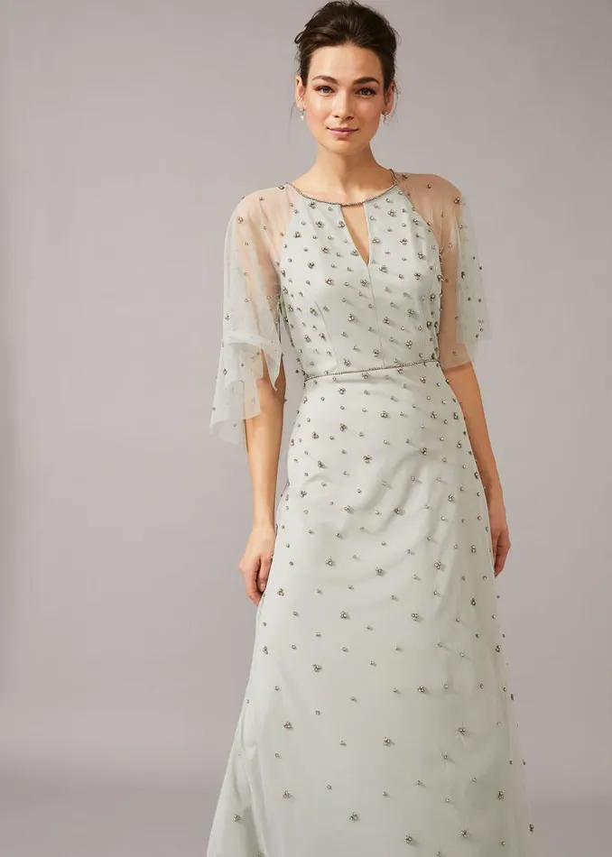 Blanca Sparkle Tulle Dress Duck Egg Women Phase Eight Dresses