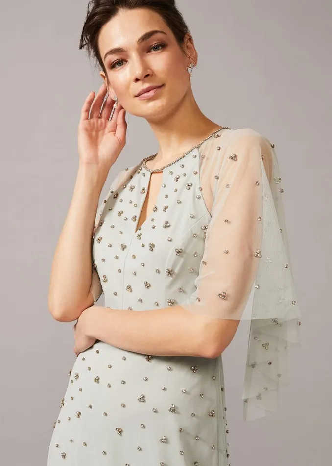 Blanca Sparkle Tulle Dress Duck Egg Women Phase Eight Dresses