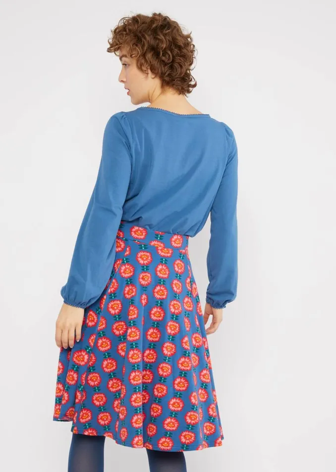 Blutsgeschwister Circle Skirt Wooden Heart Circular Blue Women Skirts