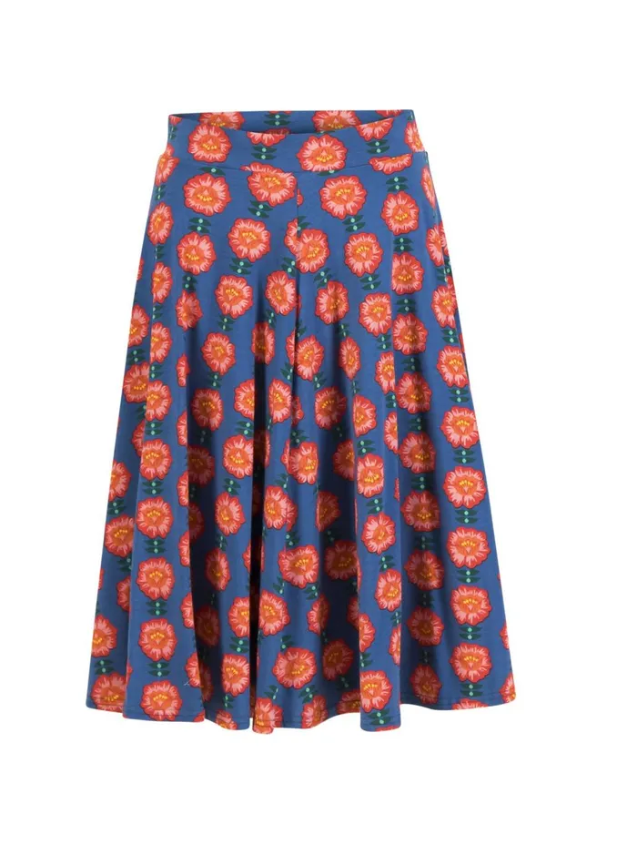 Blutsgeschwister Circle Skirt Wooden Heart Circular Blue Women Skirts