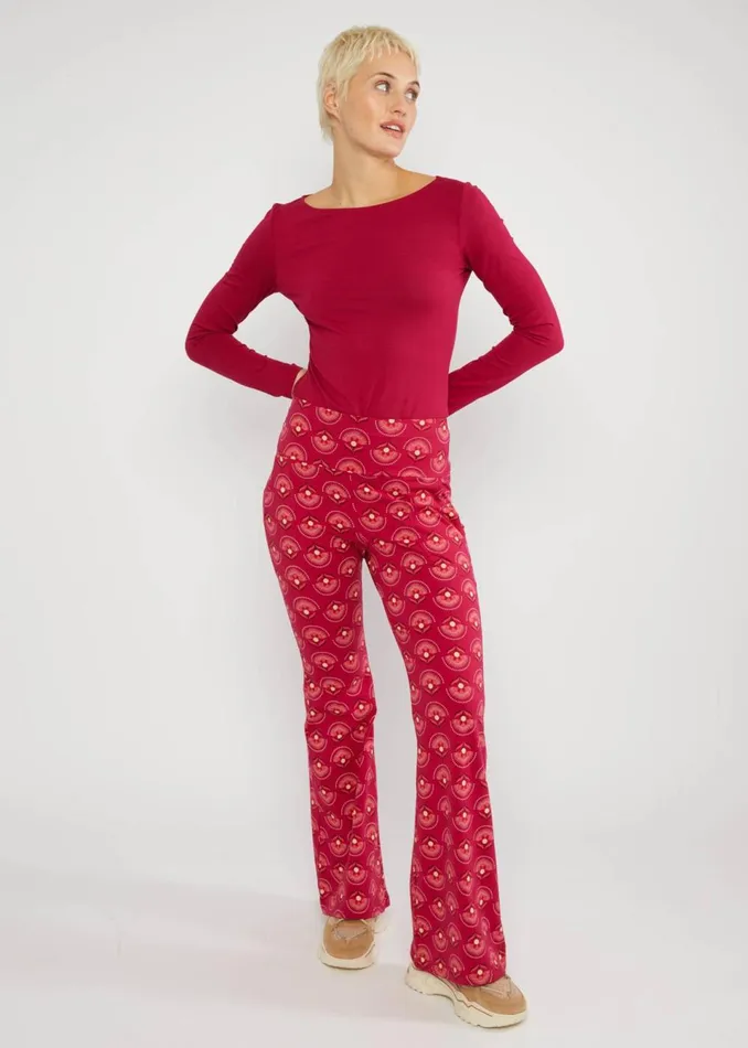 Blutsgeschwister Flares Easy Flared Red Women Trousers
