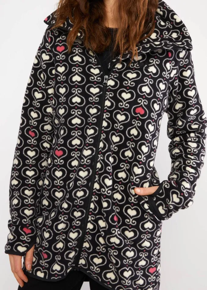 Blutsgeschwister Fleece Jacket Httenzauber Long Black Women Jackets and Coats