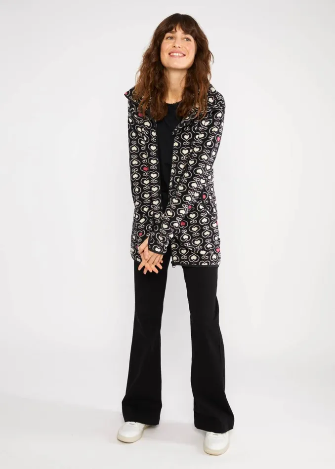 Blutsgeschwister Fleece Jacket Httenzauber Long Black Women Jackets and Coats